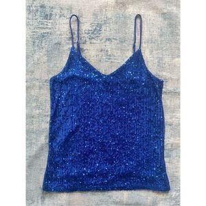 Pulse Boutique Blue Sequin Tank Top XS